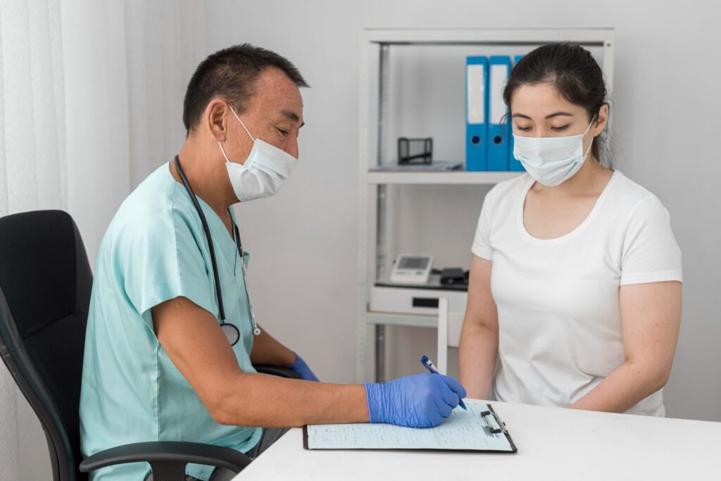 Doctor discussing medical results with a patient