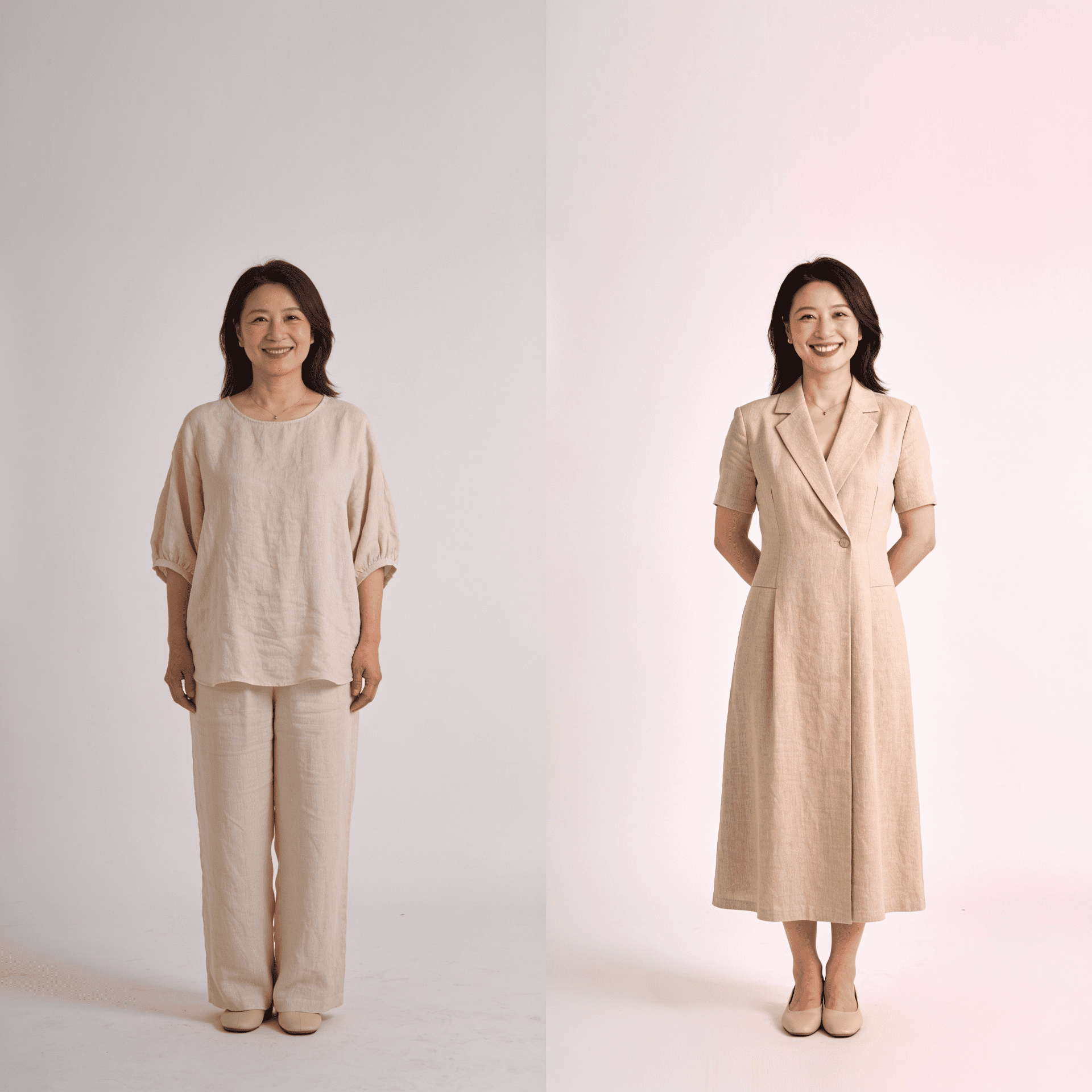 Woman looking confident in a fitted dress after mommy makeover recovery