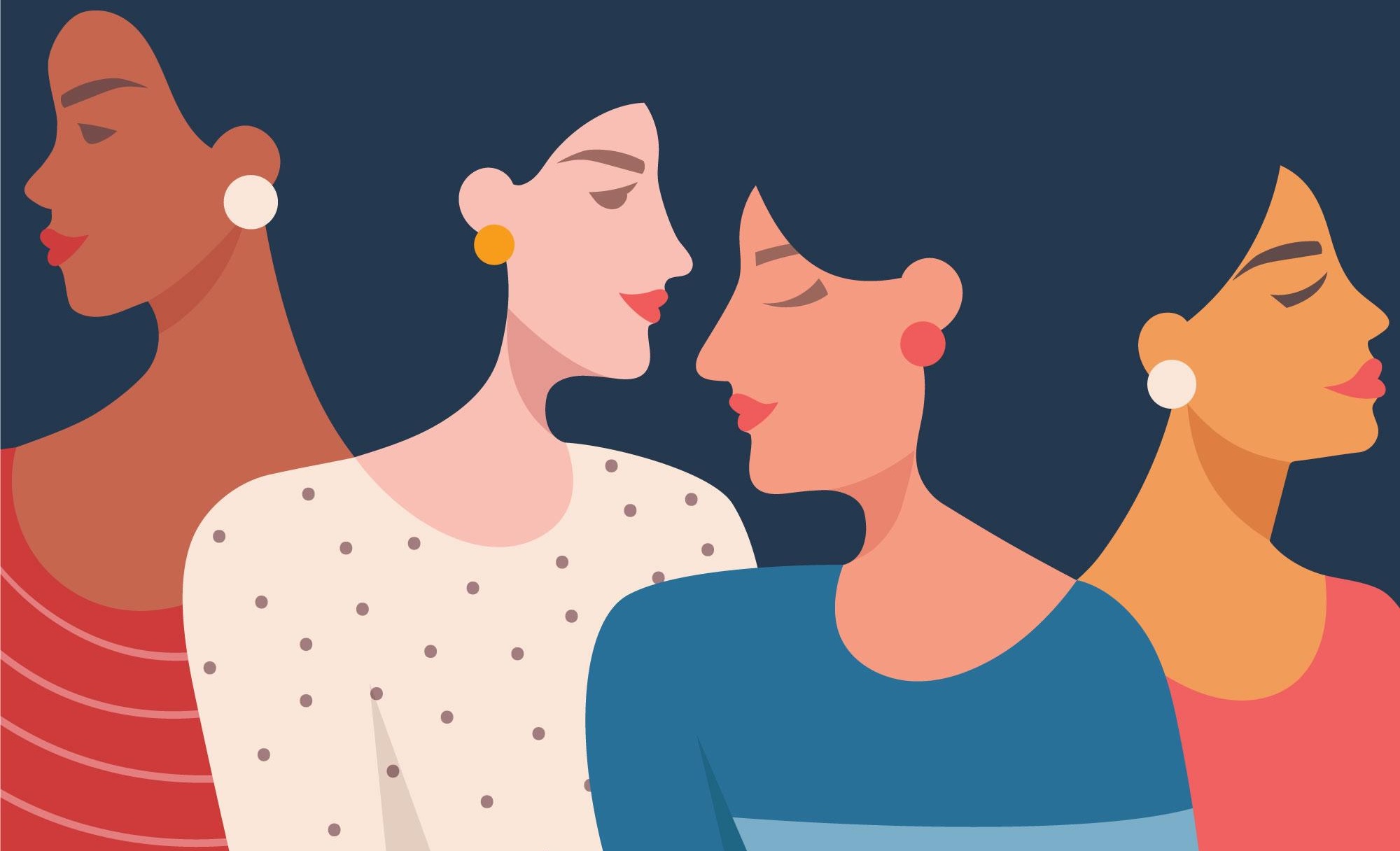 women on a blue background representing womens day