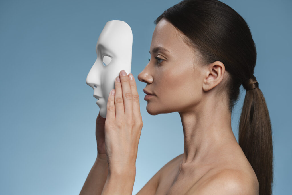 women wearing a mask