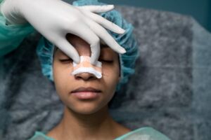 women undergoing nose surgery